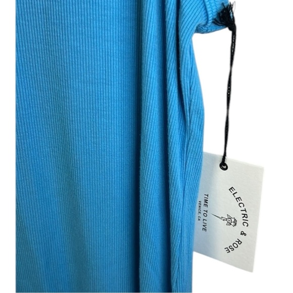 Electric & Rose Ribbed Tank Midi Dress Size M In Blue - Picture 3 of 6